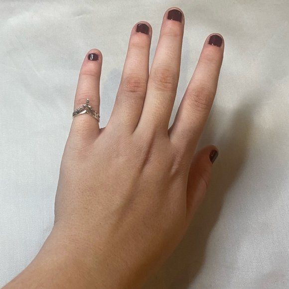 Crown style Silver Boho Ring Stackable Small Ring Grunge Goth Punk - Picture 7 of 9